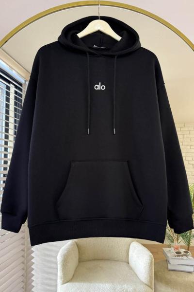 Alo Baskılı Sweatshirt Siyah