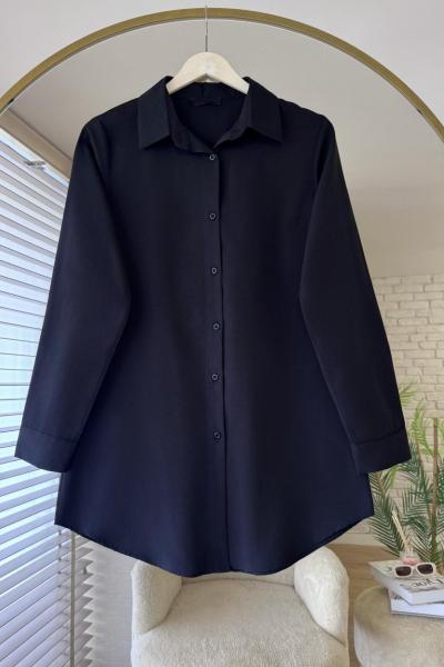 Boyfriend Poplin Gömlek Siyah