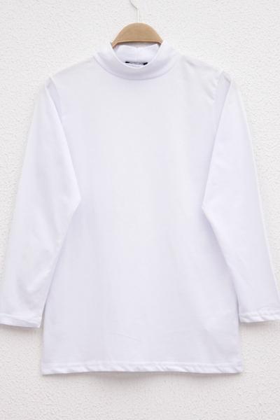 Balıkçı Yaka Uzun Kollu İçlik Beyaz
