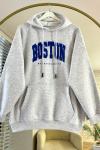 Boston Üç İplik Sweatshirt Gri Melanj