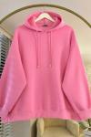 Kapüşonlu Oversize Sweatshirt Pembe