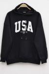 Oversize USA Sweatshirt Siyah